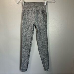 Gymshark Flex High Waisted Leggings Grey with pink logo size Small B44